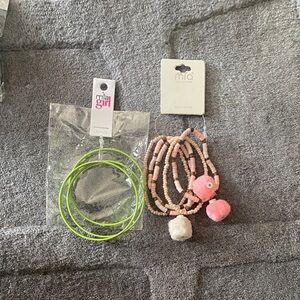 NEW MIA COLLECTION Neon Green and Soft Pink Kids Jewelry Set